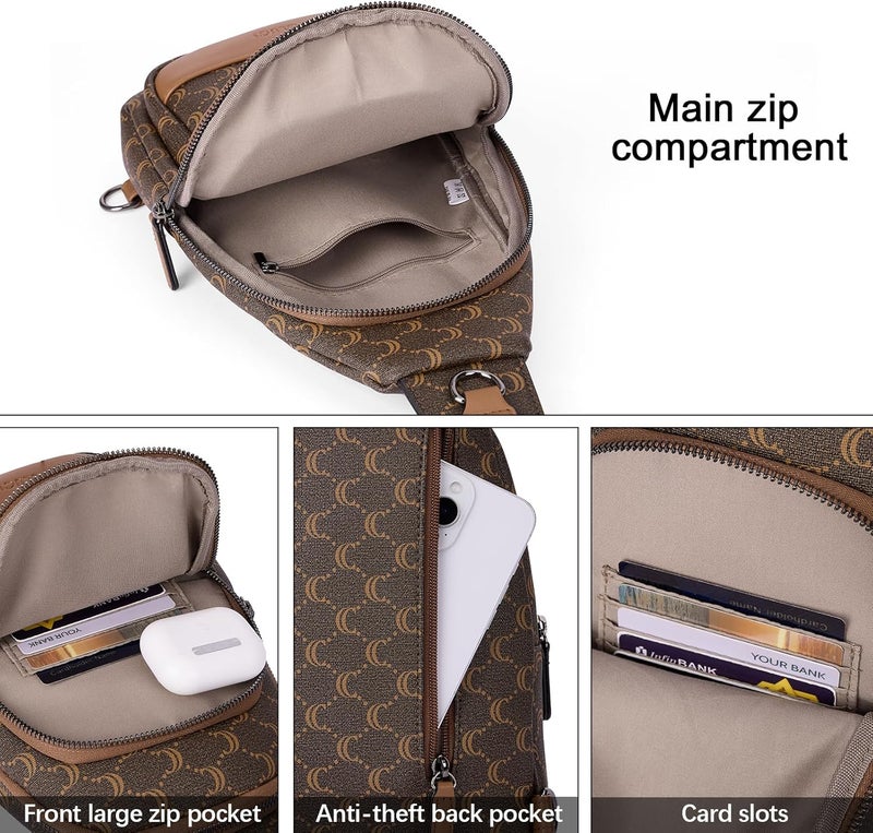 CLUCI Crossbody Bags for Women Men,Leather Sling Bag Cross Body Backpack for Woman Gifts for Women Birthday Unique - Image 3